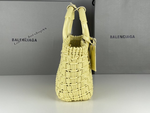 Balenciaga專櫃爆款漆面人造皮革編織敞口托特包 巴黎世家中號Bistro菜籃子包 款號：080807 fyj1272